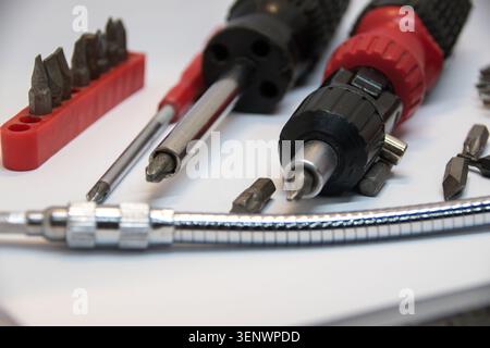 Various screwdriver bits and sockets. Stock Photo