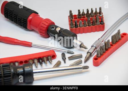 Various screwdriver bits and sockets. Stock Photo