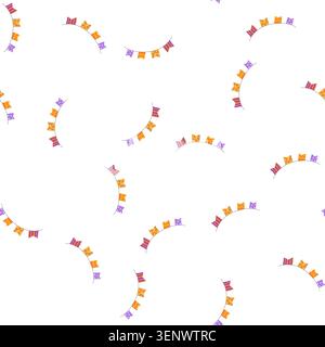 pattern haunted halloween garland cartoon. ghostly witchy, pumpkin skeleton, cobweb bats haunted halloween garland sign. seamless symbol vector illust Stock Vector