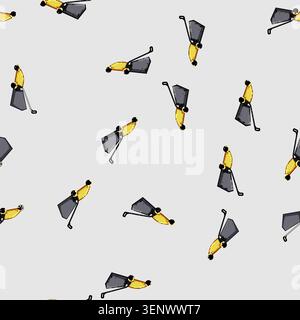 seamless pattern grass lawn mower cartoon. cut care, equipment mover, spring mow grass lawn mower sign vector Stock Vector