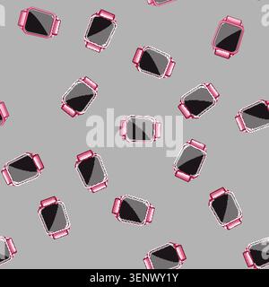 seamless pattern digital kid watch time cartoon. fashion wrist, clock wrist digital kid watch time sign vector Stock Vector