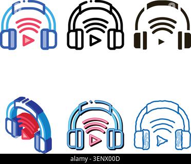 Headphones Host Device Icon Vector. Outline Headphones Host Device Sign. Isolated variety Contour Symbol Stock Vector
