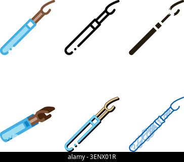 Sewing Knife Icon Vector. Outline Sewing Knife Sign. Isolated Contour variety Symbol Stock Vector