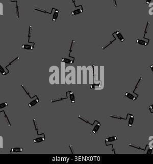 seamless pattern Paint roller frame, a common construction tool, isolated on a white background, useful for renovation, home improvement, and painting Stock Vector