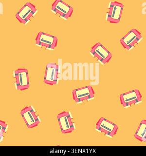 pattern drink cooler box cartoon. cold beverage, picnic camping drink cooler box sign. seamless vector illustration Stock Vector