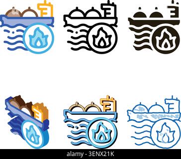 gas outlets at sea icon vector. gas outlets at sea sign. color symbol looks Stock Vector