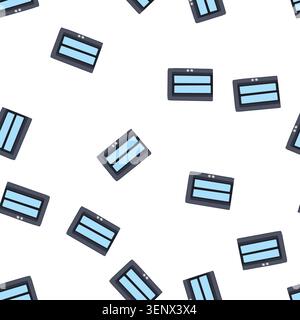 pattern modern elevator doors featuring transparent light blue glass panels, indicating the entry and exit point for vertical transportation in a buil Stock Vector