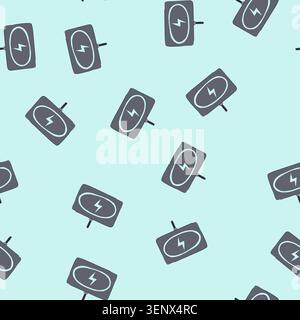 pattern pad charging mat cartoon. fast induction, power station, compatible portable pad charging mat sign. seamless vector illustration Stock Vector