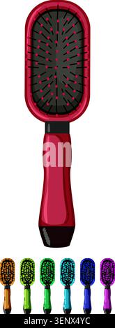 handle hair brush cartoon. handle hair brush sign colorful illustration Stock Vector