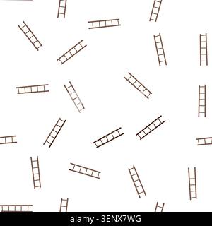 pattern climbing step ladder safety cartoon. climbing step ladder safety sign vector Stock Vector