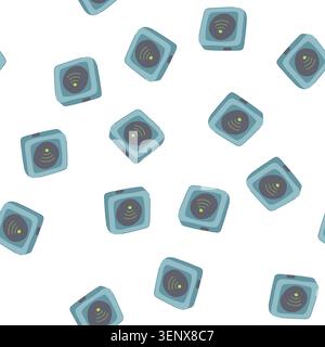 pattern compact travel router cartoon. wireless connectivity, hotspot device, small lightweight compact travel router sign. seamless symbol vector ill Stock Vector