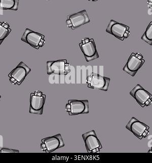 seamless pattern bottle metal milk can cartoon. retro steel, tin churn, draw top bottle metal milk can sign vector Stock Vector