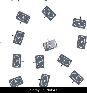 pattern pad charging mat cartoon. fast induction, power station, compatible portable pad charging mat sign. seamless symbol vector illustration Stock Vector