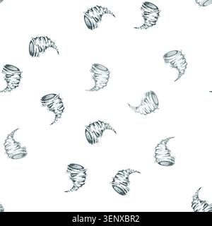 pattern nature tornado cartoon. danger twister, dark funnel, disaster destruction nature tornado sign vector Stock Vector