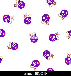 pattern blast bomb character cartoon. dynamite grenade, warhead tnt, c4 shrapnel blast bomb character sign. seamless symbol vector illustration Stock Vector