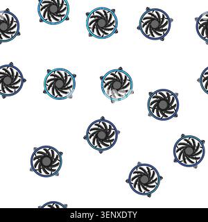 pattern power cooling fan pc cartoon. equipment processor, motherboard power cooling fan pc sign vector Stock Vector