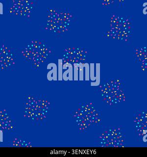 seamless pattern Brightly colored confetti pieces in various geometric shapes like stars, circles, and triangles scattering on a white background, cre Stock Vector