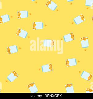 pattern bottle coin jar cartoon. glass cash, moneybox hand, business gold bottle coin jar sign. seamless vector illustration Stock Vector