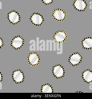 seamless pattern table makeup mirror frame cartoon. actor vanity, backstage lamp, banner dressing table makeup mirror frame sign vector Stock Vector