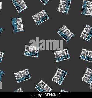seamless pattern music synthesizer audio cartoon. music synthesizer audio sign vector Stock Vector