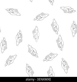 seamless pattern cubes melted caramel sketch hand drawn vector toffee candy sauce, melted cube, cream pieces, sugar dessert vintage black line illustr Stock Vector