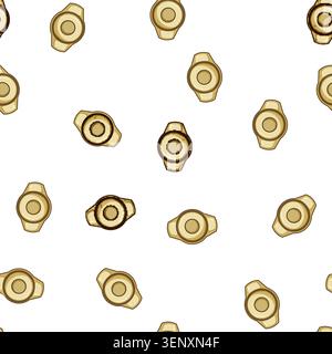 pattern Golden cabinet knob presenting decorative hardware for furniture, renovation, and home interior design isolated on a white background, useful Stock Vector