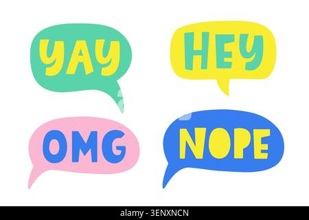 Comic Chat Sticker collection. Speech Clouds set Stock Vector