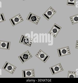 seamless pattern small retro control panel cartoon. mini round, square oval, black colorful small retro control panel sign vector Stock Vector