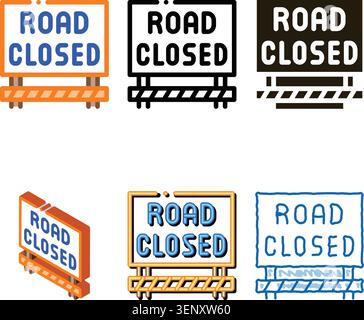 road closed sign icon vector. road closed sign range sign. color symbol Stock Vector