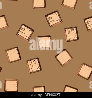 seamless pattern play wooden button cartoon. arrow circle, frame panel, gui round play wooden button sign vector Stock Vector