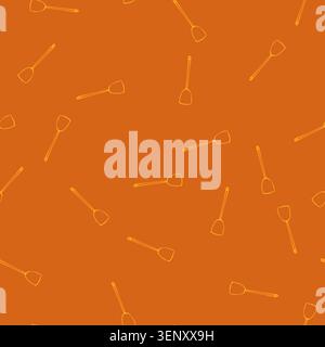 pattern orange plastic fly swatter with perforated paddle and long handle for household pest control, simple flat vector style cutout on white backgro Stock Vector