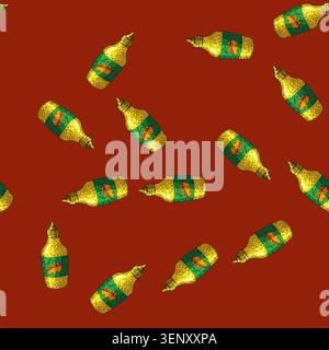 pattern mustard bottle hand drawn vector. container sauce, food yellow, condiment plastic, product ingredient, object jar mustard bottle sketch illust Stock Vector