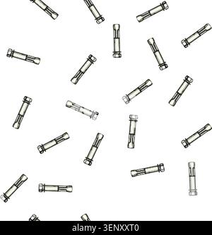 pattern Expansion bolt featuring a hex head and expanding sleeve, designed for secure fastening into hard materials, providing strong anchoring for co Stock Vector