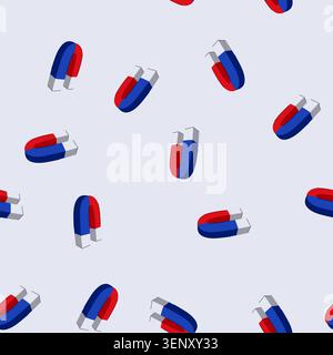 pattern attract magnet cartoon. electric, force sign, power physics attract magnet sign. seamless vector illustration Stock Vector