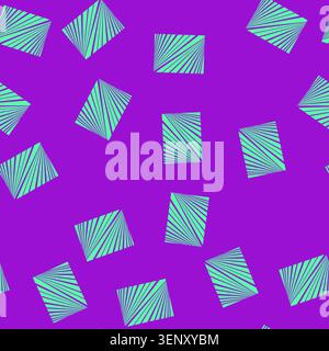 seamless pattern Abstract artwork featuring a dynamic sunburst pattern with bold purple lines radiating from a corner against a bright mint green back Stock Vector