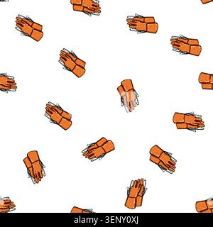 pattern steel gloves welding cartoon. worker man, safety work, industry construction steel gloves welding sign vector Stock Vector