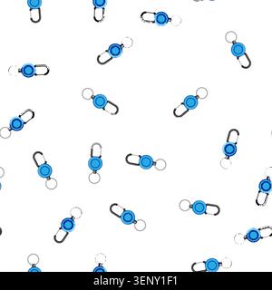 pattern fob key ring clip cartoon. loop buckle, fastener snap, attachment connector fob key ring clip sign vector Stock Vector