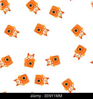 pattern zoom camera toy cartoon. focus shutter, film action, selfie vintage zoom camera toy sign. seamless symbol vector illustration Stock Vector