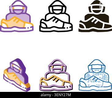Shoes Shoplifter Human Icon Vector. Outline Shoes Shoplifter set Human Sign. Isolated Contour Symbol Stock Vector