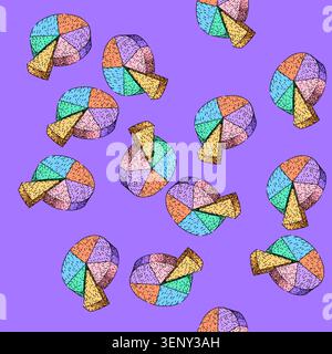 pattern visualization pie chart hand drawn. statistics segments, proportions analysis, distribution categories visualization pie chart vector sketch i Stock Vector