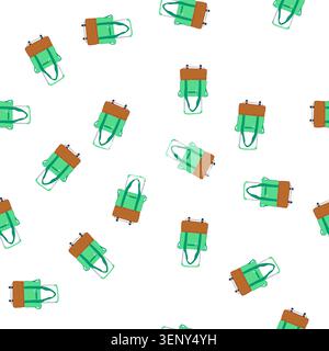 pattern cabin trolley bag cartoon. zipper handle, lock compartment, organizer waterproof cabin trolley bag sign. seamless symbol vector illustration Stock Vector