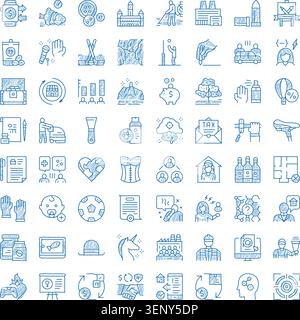 Large collection of hand drawn doodle style icons offering a wide range of common concepts related to business, lifestyle, healthcare, education, home Stock Vector