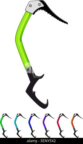 ax piolet ice tool cartoon. active danger, dangerous drawing, pick extreme ax piolet ice tool sign colorful illustration Stock Vector