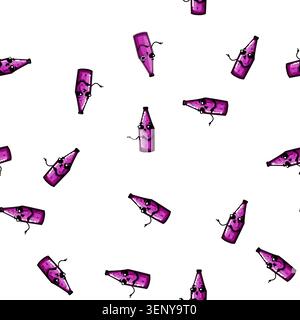 pattern soft soda bottle character cartoon. cola orange, container cold, aluminum beer soft soda bottle character sign vector Stock Vector