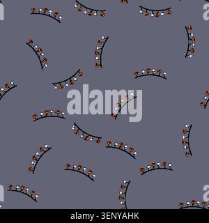 seamless pattern ghostly halloween garland cartoon. witchy pumpkin, skeleton cobweb, bats ghoulish ghostly halloween garland sign vector Stock Vector