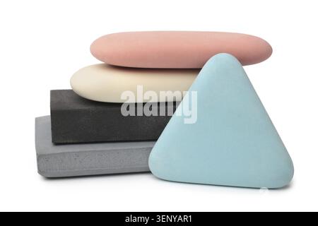 Colorful erasers on white background Stock Photo