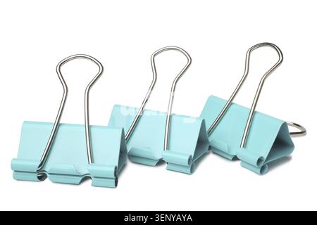 Paper clips on white background Stock Photo