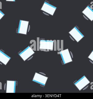 pattern computer electronic whiteboard cartoon. screen projector, people interactive, smartboard board computer electronic whiteboard sign. seamless v Stock Vector