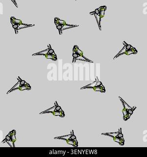 seamless pattern suction electric broom cartoon. bucket power, dustpan brush, stick cleanliness suction electric broom sign vector Stock Vector