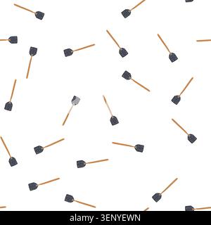 pattern fly swatter featuring a perforated dark head and a long brown handle, representing a common pest control method for eliminating flying insects Stock Vector